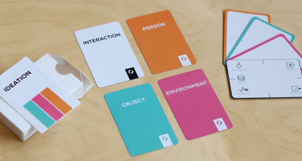 The IoT Ideation Toolkit consisting of various cards describing interactions and sensors and actuators